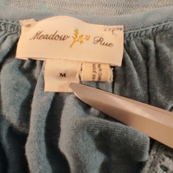 Meadow Rue Anthropologie Teal Sheer Textured Lightweight Blouse M - Picture 9 of 16